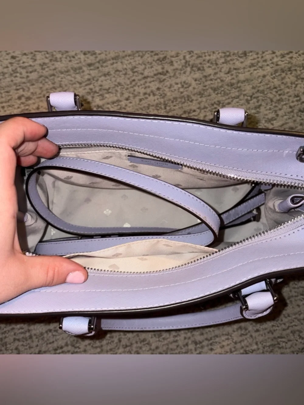 Kate Spade lilac/lavender medium leather handbag. - Picture 3 of 5